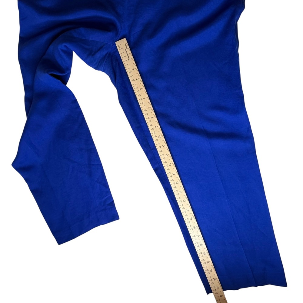 Calvin Klein Blue Linen Blend Pants Size 14 Coastal Office Trousers Minimalist - Picture 13 of 13